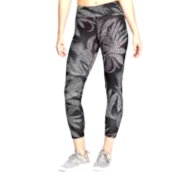 JoyLab 7/8 Leggings Palm Leaf Feather Black. White | Women's XS | NEW Joy Lab - Picture 1 of 3